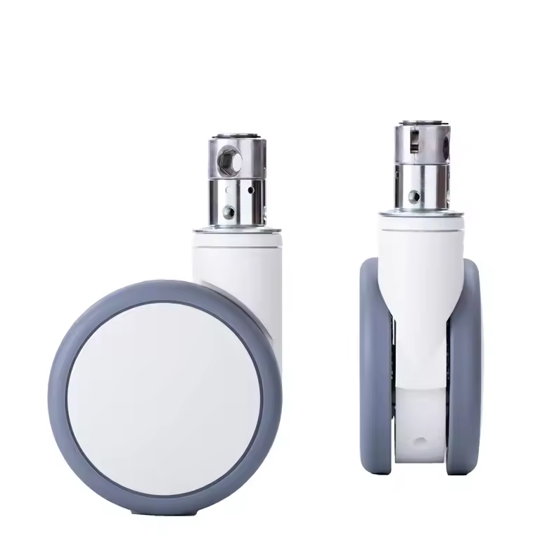 5" (125mm) Silent TPU Twin Wheel Medical Caster, Central Locking, 275 lbs Capacity - Image 2