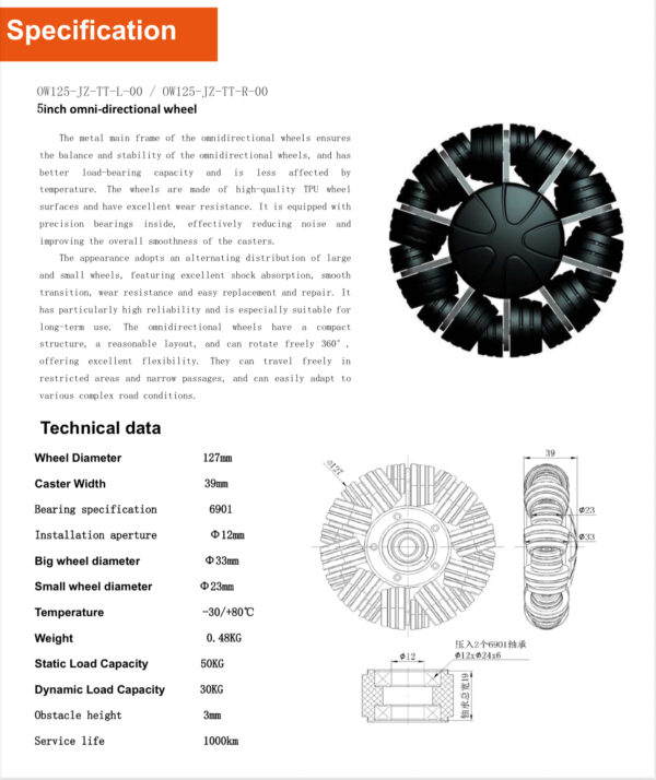 5 Inch / 6 Inch / 8 Inch / 10 Inch Omni Wheels for AGV Robots & Smart Mobility