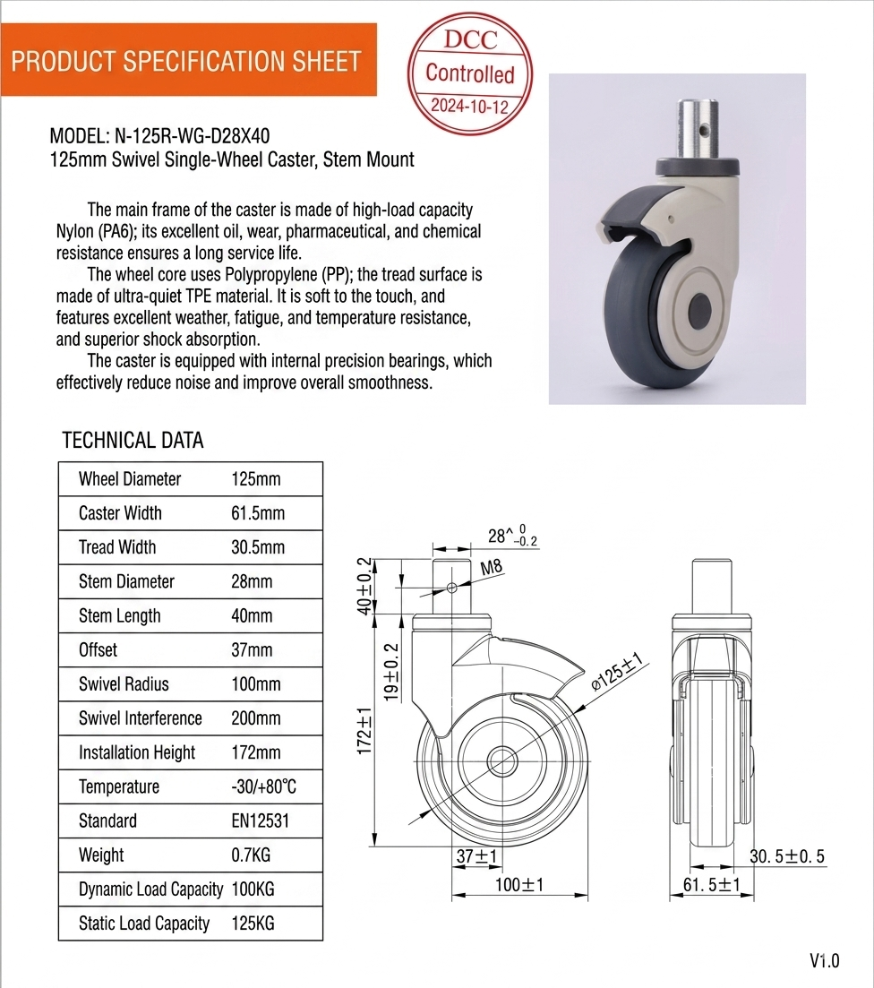 5 inch swivel single-wheel caster
