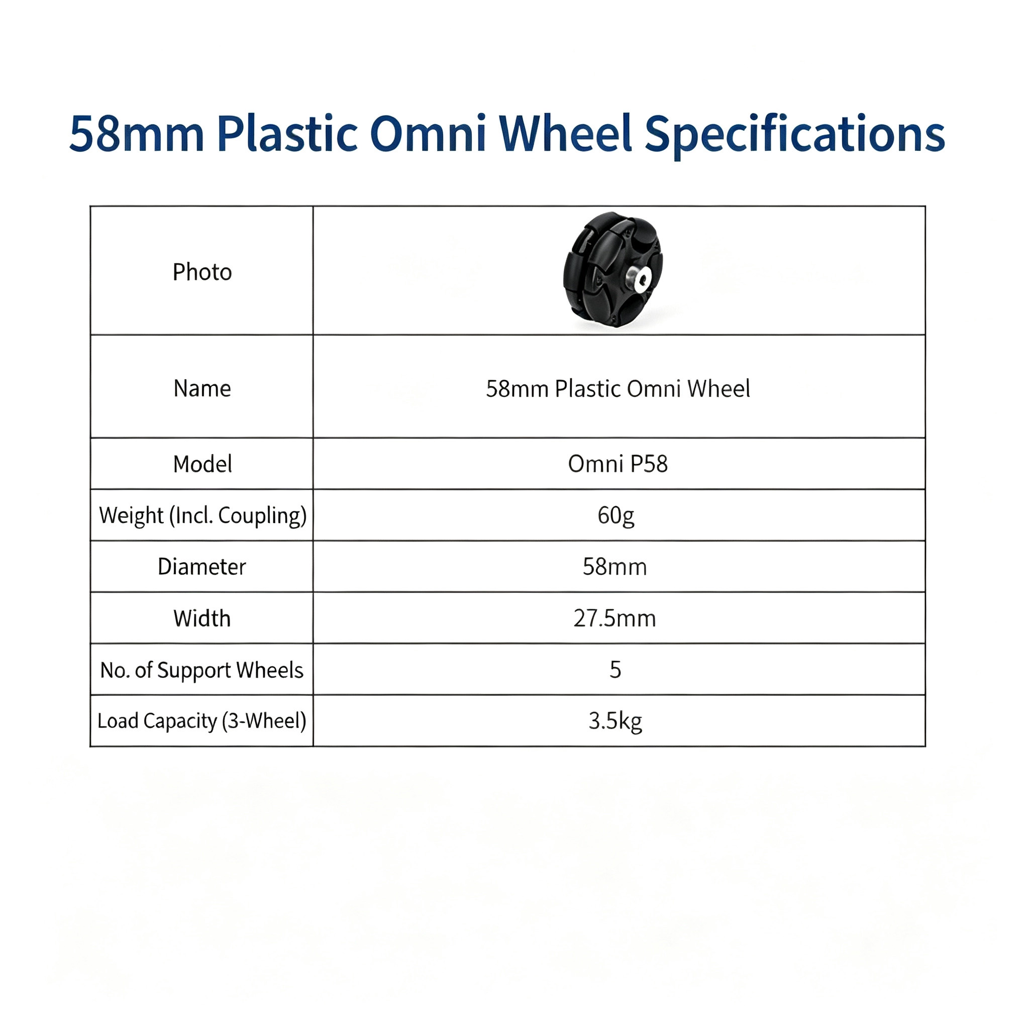 58mm Motorized Omni Wheel for Educational Robots