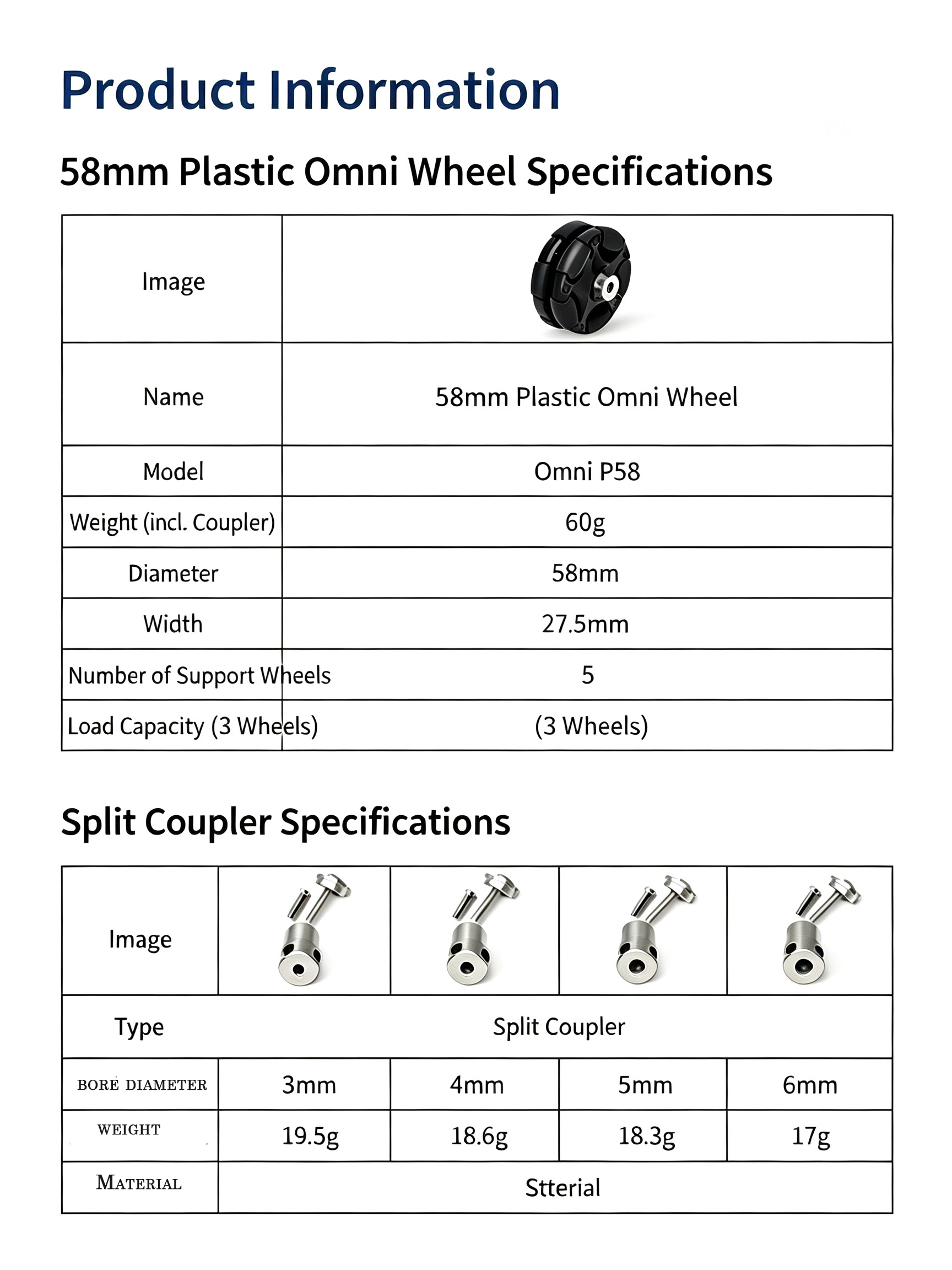 58mm Motorized Omni Wheel for Educational Robots