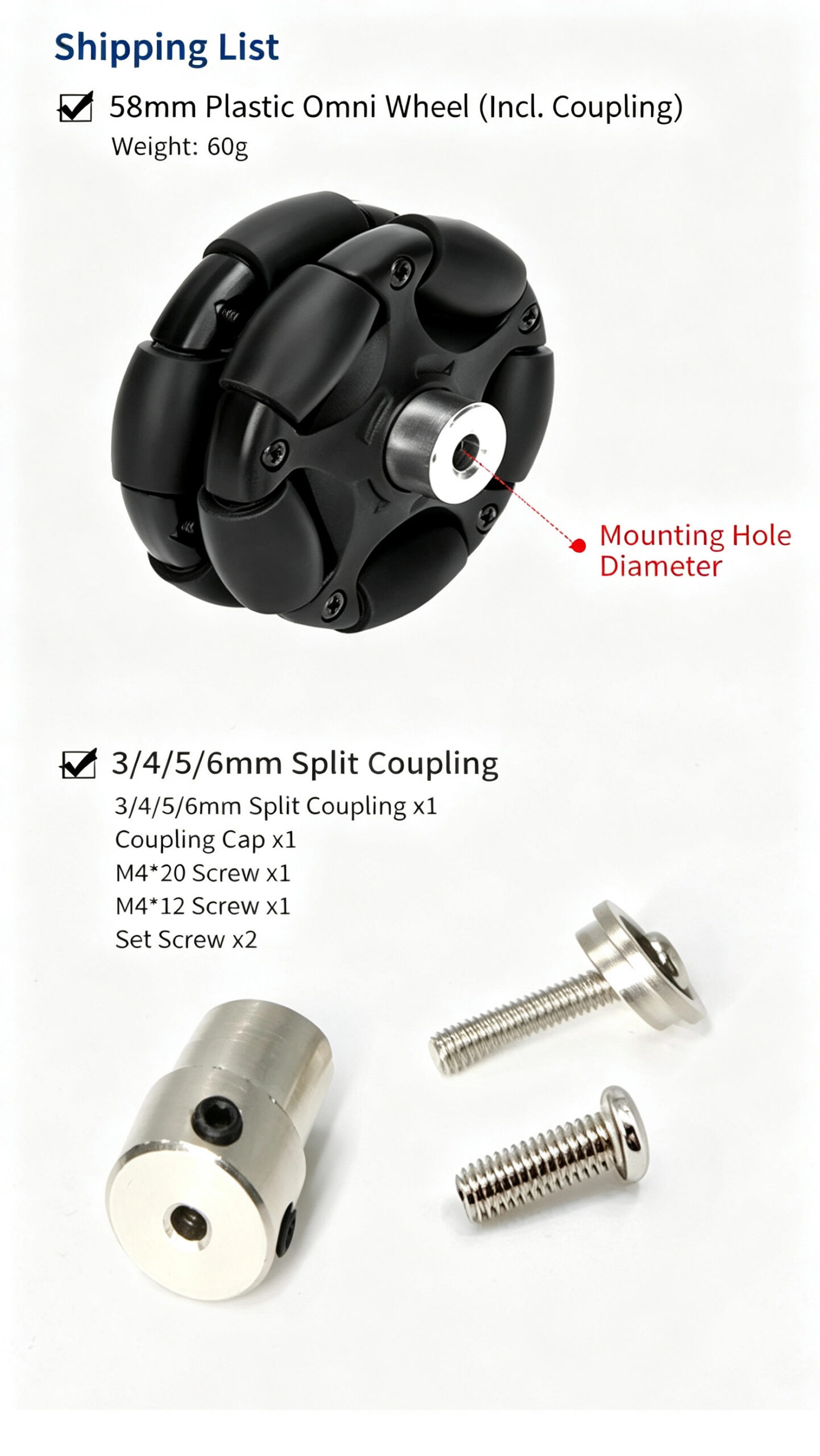 58mm Motorized Omni Wheel for Educational Robots